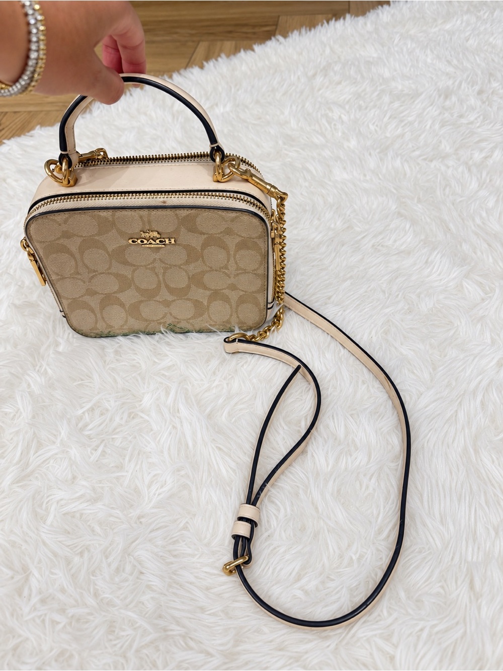 Coach Beige Signature Canvas Crossbody Bag